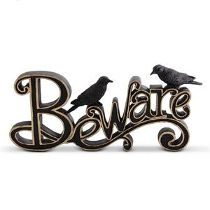 Beware Sign with Crows